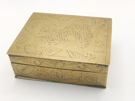 Vintage Brass Dragon Design, Wood Lined, Trinket Box - £14.21 GBP