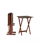 Talia Espresso Wood with Faux Marble Top 5-Piece Snack Tray Set - €110,59 EUR