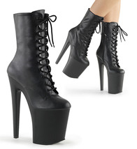 PLEASER Sexy Platform Black Faux Leather 8&quot; High Heel Ankle Boots XTM1020/BPU/M - £78.28 GBP