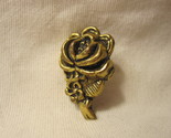 old Rose / Flower raised design Pin: Gold with darkened accents - £4.05 GBP