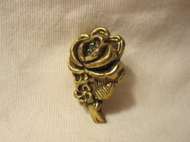 old Rose / Flower raised design Pin: Gold with darkened accents - £3.93 GBP
