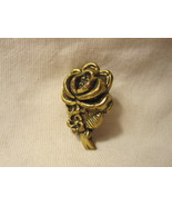 old Rose / Flower raised design Pin: Gold with darkened accents - £3.91 GBP