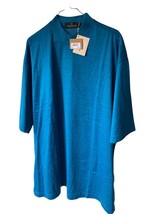BUGATCHI UOMO MENS MOCK NECK SHORT SLEEVE SOLID BLUE TOP TEE TSHIRT NWT XL - £65.26 GBP