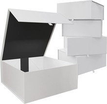 Kiniu 5 White Gift Boxes With Lids 9.25X9.25X3.75 Inches - Square, White - £41.81 GBP