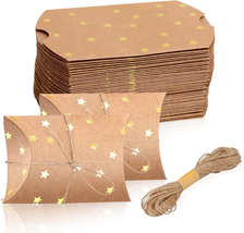 100 Pieces Small Gift Pillow Boxes Pillow Boxes for Gifts Kraft New Year Gift Bo - £16.48 GBP