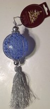 Enchanted Forest Christmas Ornament Ice Blue Ball With Silver Tassel - $14.80