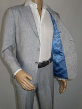 Men's ENZO 100% Linen Spring Summer Suit Light Weight Breathable E58302-4 Gray image 11