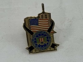 FBI NYC New York City twin towers black ribbon never forget 9-11-01 lapel pin - $59.39