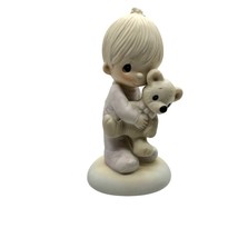 Precious Moments Figurine &quot;Jesus Loves Me&quot; Boy Hugging Teddy Bear - £7.81 GBP