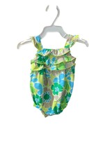 Carters Girls Infant Baby Size 6 months Floral Romper Green Blue Summer Sleevele - $8.90