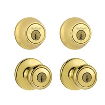 Kwikset 92420-031 Bright Brass Tylo Knob Entry Lockset &amp; Deadbolt - £49.61 GBP