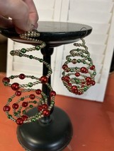 2 vintage Christmas tree ornaments wire beaded spirals colorful - £18.99 GBP