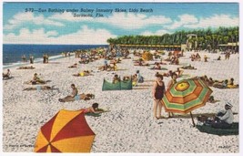 Postcard Lido Beach Sarasota Florida Sun Bathing Balmy January Skies - £3.10 GBP