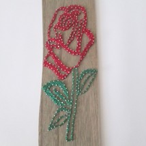 Vintage Rose String Art Handmade Wall Hanging Driftwood Style Plaque Signed - £35.01 GBP