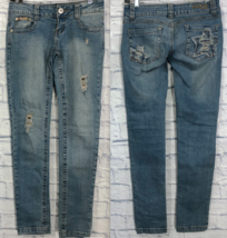 Womens Bubblegum Size 3/4 Distressed Stretch Blue Jeans - $14.58