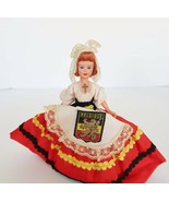 Cute vintage hard plastic Belgium doll sleepy eyed red hair red dress - $20.79 CAD