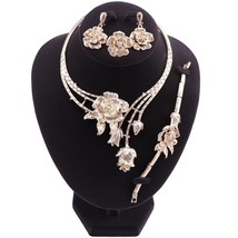 Nigeria Classic Jewelry Sets Elegant Bride Wedding Flower Shape Necklace Earring - £26.42 GBP