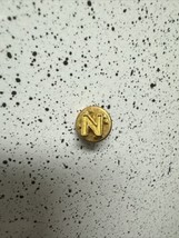 Gold tone miniature letter &quot;N&quot; vintage Logo pin - £9.16 GBP