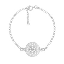 Faithful Flower of Life Sterling Silver Chain Link Bracelet - £15.81 GBP