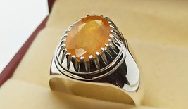 Natural Oval Cut 5 Carat Deep Yellow Sapphire Mens Star Ring Sterling Silver 925 - £142.44 GBP