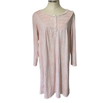 Miss Elaine Floral Print Loungewear Sleep Dress 3/4 sleeve Pink White me... - $23.09