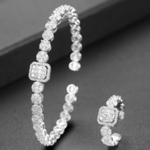 Luxury Stackable Cuff Bangles For Women Wedding Full AAA Cubic Zircon Crystal CZ - £39.95 GBP