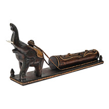 Magestic Elephant Towing Incense Holder Carved Rain Tree - £22.44 GBP