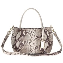 AURA Italian Made Python Embossed Genuine Leather Small Tote Handbag - £277.47 GBP