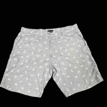 Saks Fifth Avenue Linen Short Men 38 Chino Blue Gray All Over Crab Print... - $25.45