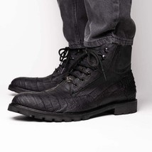 LEONI Genuine Caiman Belly Boot Oil Black image 6