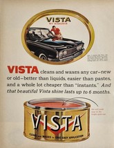 1960 Print Ad Vista Wax by Simoniz for Cars Man Polishes 1960 Ford - $17.08