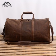 LE Brown Extra Large Leather Weekend Bag - £147.87 GBP