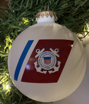 Coast Guard Logo and Hymn White 3.25&quot; Glass Ball Ornament Made In USA - $11.00