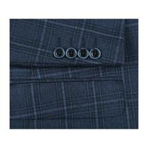 Men's Soft Wool Sport Coat English Plaid Window Pane 556-4 Navy Blue Renoir image 5