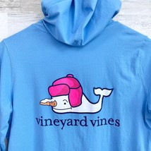 Vineyard Vines Snowman Whale Long-Sleeve Hooded Pocket Tee Blue Mens Small - $29.69