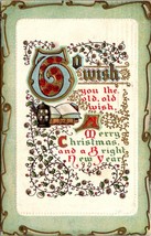 Christmas Embossed Gold Holly Posted 1912 to Peekskill New York Antique Postcard - £5.98 GBP