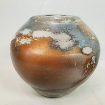 Vintage Handmade BOHO Vase Bowl ART 6x6 Inch Distressed Signed Pottery - $36.47