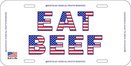 Eat Beef Bull Word Aluminum White License Plate Tag Farmer Cattle Truck Car Usa - £9.37 GBP