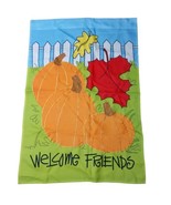 Welcome Friends Embroidered Flag Double Sided Autumn Halloween Pumpkin 2... - £9.99 GBP