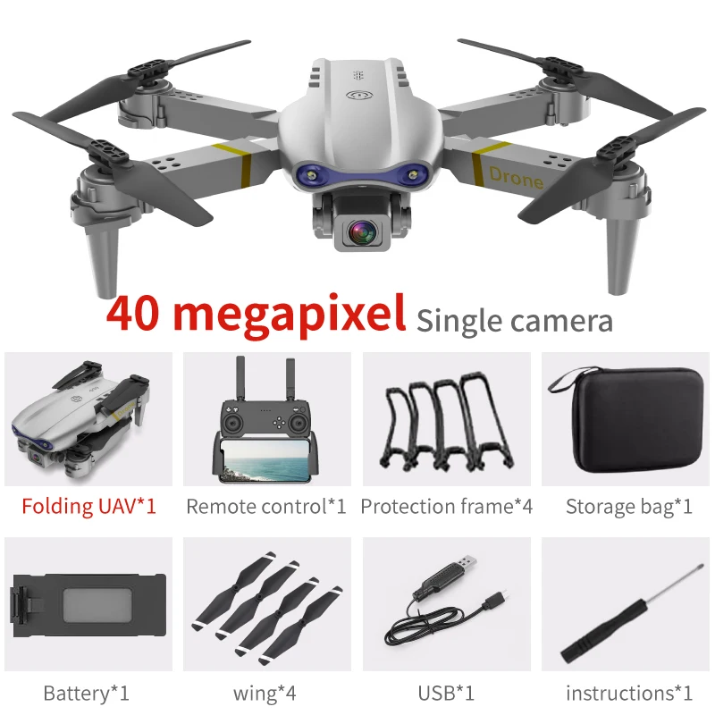 E99 Drone: 4K HD Dual Camera,Brushless Motor,Obstacle Avoidance (Gray-Si... - $46.00