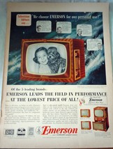 Emerson Television Little Girl With Poodle Advertising Print Ad Art 1940s - £6.36 GBP