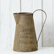 Vintage Style Rustic Metal Watering Can Cherish Time With Friends Country Decor - £21.56 GBP