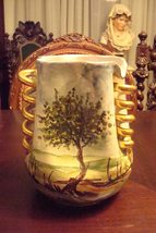 Ceramic Hand Painted vase Pinched Body, Spiral Handles,Beautiful Decorations[c12 - £56.26 GBP