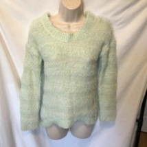 Dolled Up By Fang Womens Sz S Mint Green Sweater Fuzzy Long Sleeve - £7.96 GBP