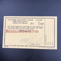 Nazarene Publishing House Voucher Vintage Kansas City Missouri Vintage - £7.88 GBP
