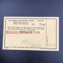 Nazarene Publishing House Voucher Vintage Kansas City Missouri Vintage - $9.95