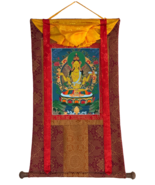 PRAJNAPARAMITA-PERFECT WISDOM ORIGINAL TIBETAN THANGKA PAINTING WITH SILK BORDER - $207.66