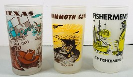 Set of 3 - HAZEL ATLAS Souvenir Glasses - Texas, Mammoth Cave, Fishermen’s Wharf - £19.83 GBP