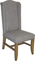 Wing Side Chair Dining Tall Back Natural Smoke Gray Oak Linen - £621.92 GBP