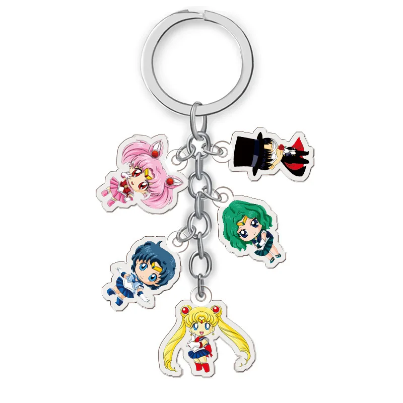 Sailor Moon Acrylic Double Sided Transparent Key Ring Necklace Creative ... - $8.52